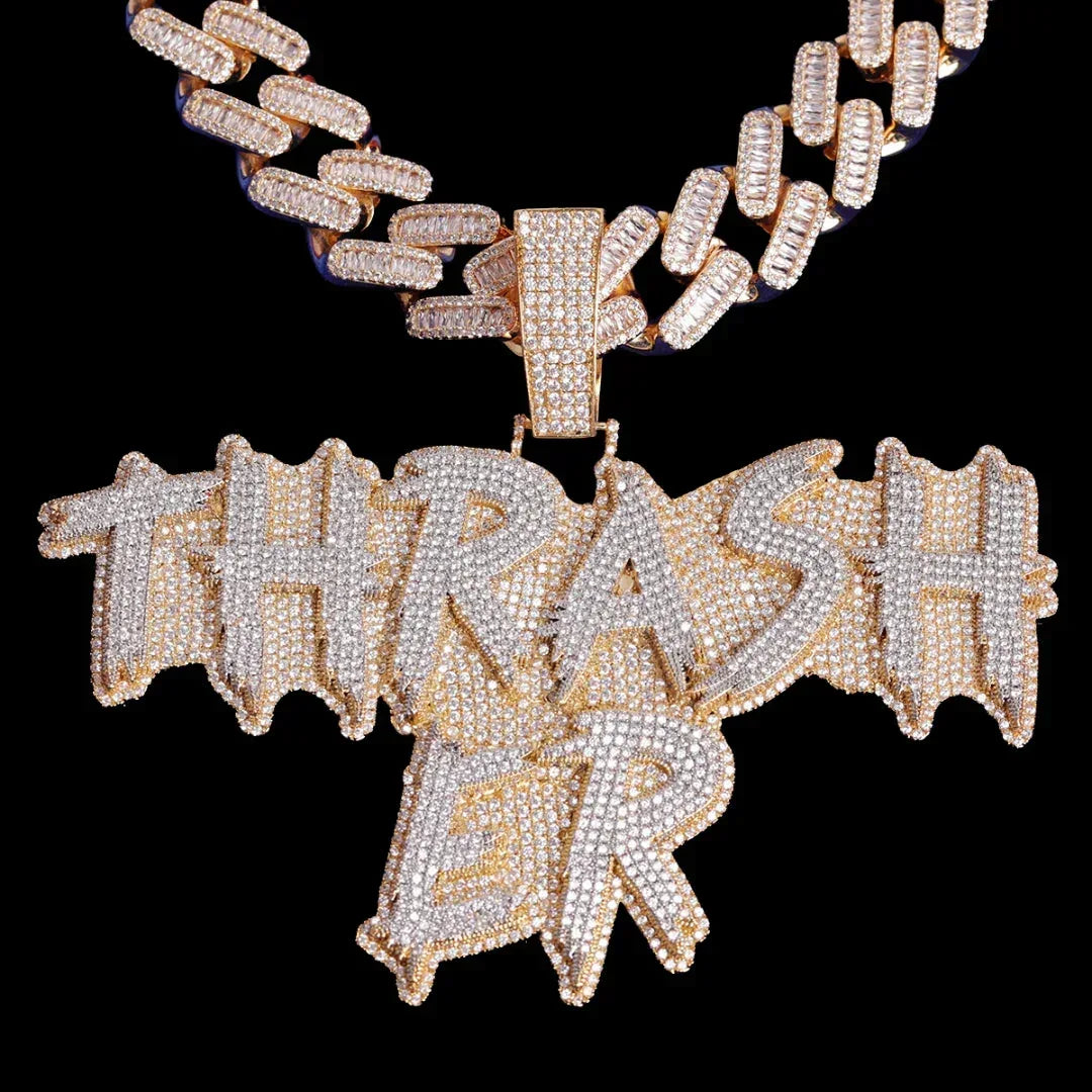 Street Drip Bold Letters Iced Out Personalized Custom Name Necklace Pendant – Luxury Hip Hop Jewelry for Men & Women - CaratixJewelry
